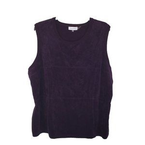 Calvin Klein Blouse Women Size 2X Purple Solid Velour Sleeveless Pullover